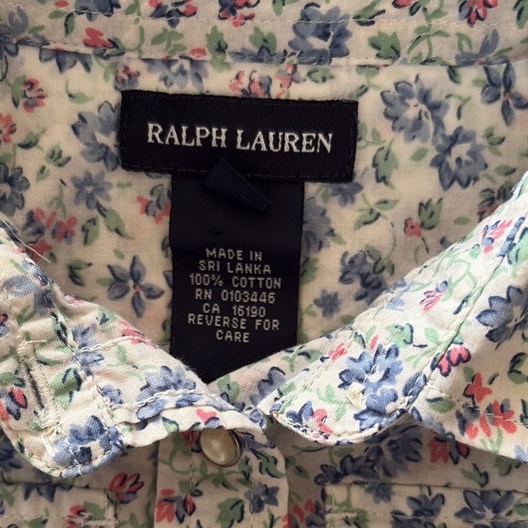 Gently Loved Ralph Lauren Kids Floral Button Down Western Style Shirt - Picture 3 of 9